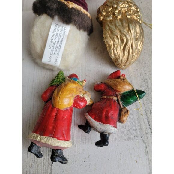 Santa Claus face Golden variety toy bag ornament set Xmas rustic - Picture 10 of 12